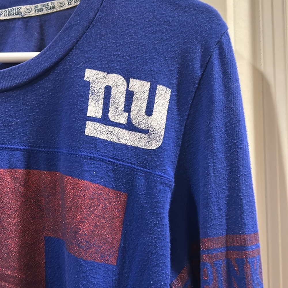 Victoria's Secret vintage PINK New York Giants shimmer Jersey like top size M - Picture 5 of 11